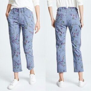 NWT Hudson The Leverage Blue Floral Print Ankle Cargo Pants Size 26